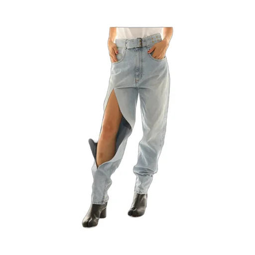 Slit-Detail Tapered Jeans