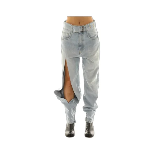 Slit-Detail Tapered Jeans