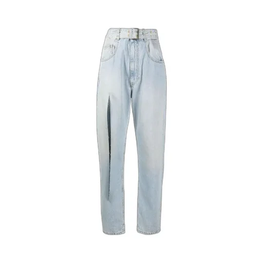 Slit-Detail Tapered Jeans