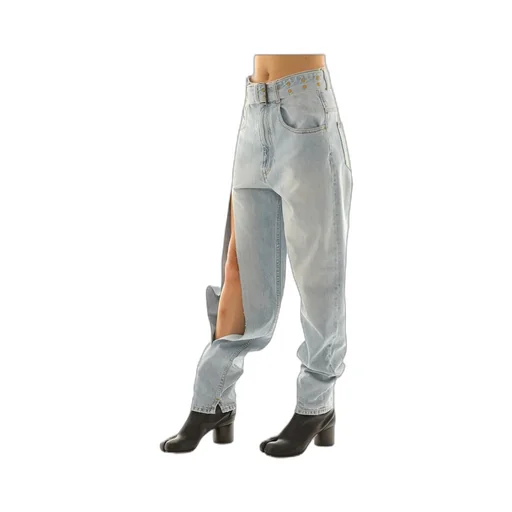 Slit-Detail Tapered Jeans