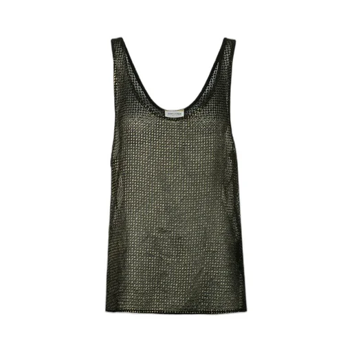 Saint Laurent Lamè Embroidered Tank Top