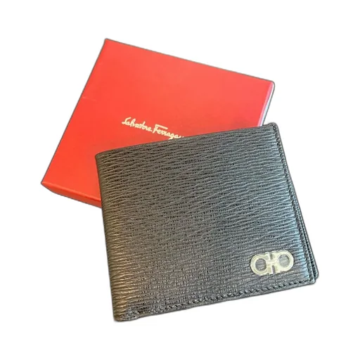 Salvatore Ferragamo Gancini Logo Plaque Bi-Fold Wallet
