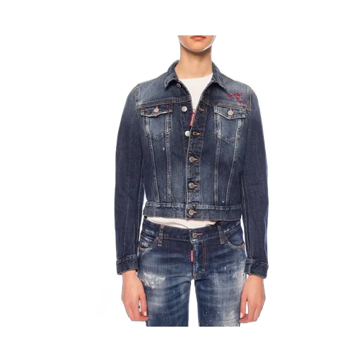 Cropped Embroidered Denim Jacket