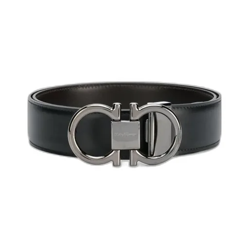 Black And Brown Gancini Buckle Double-Sided Belt