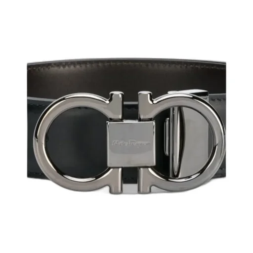 Black And Brown Gancini Buckle Double-Sided Belt