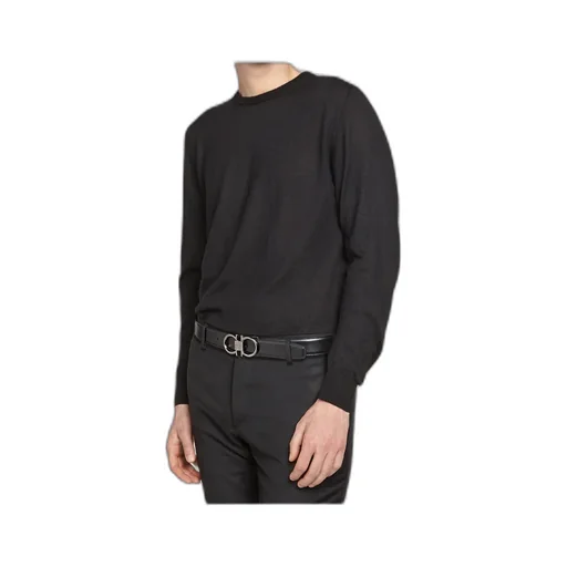 Black And Brown Gancini Buckle Double-Sided Belt