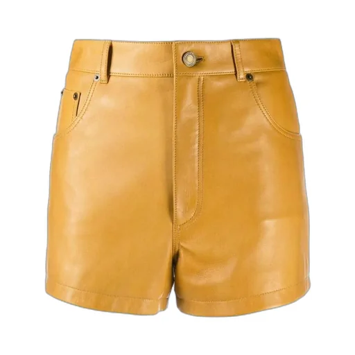Saint Laurent High-Waisted Leather Shorts