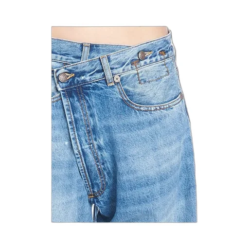Crossed Asymmetrical High-Waist Straight Jeans