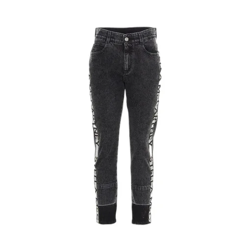 Logo-Stripe Cropped Jeans