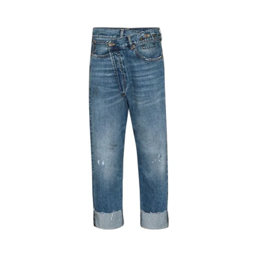Crossed Asymmetrical High-Waist Straight Jeans