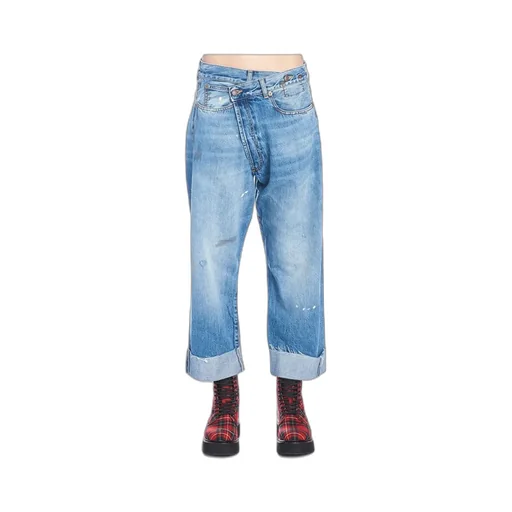 Crossed Asymmetrical High-Waist Straight Jeans
