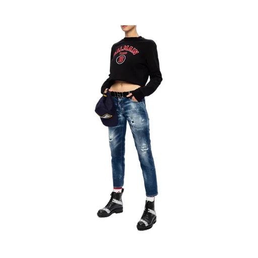 Ripped Detailing Cropped Jeans