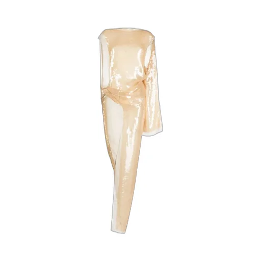 Asymmetric Sequinned Chiffon Maxi Dress