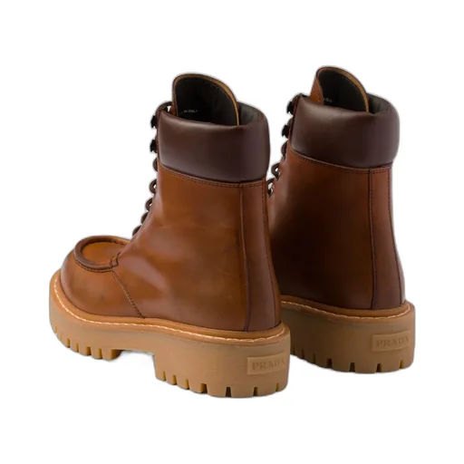 Prada Logo Detailed Round-Toe Ankle Boots