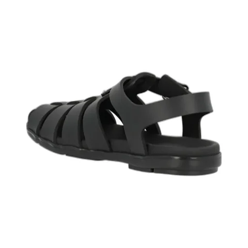 Prada Logo Plaque Round-Toe Sandals