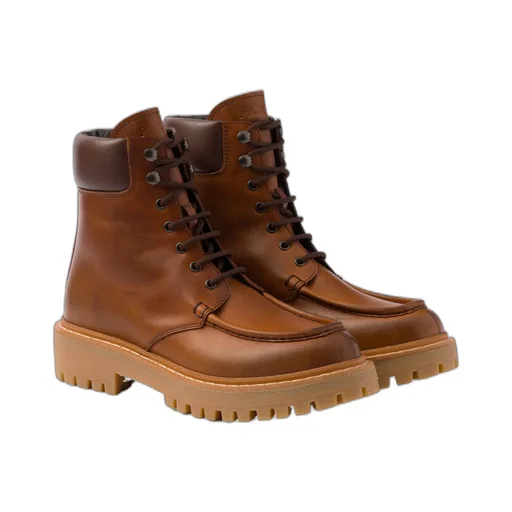 Prada Logo Detailed Round-Toe Ankle Boots