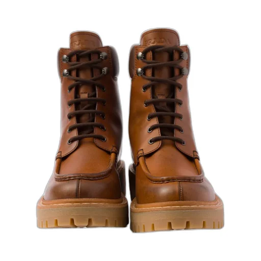Prada Logo Detailed Round-Toe Ankle Boots