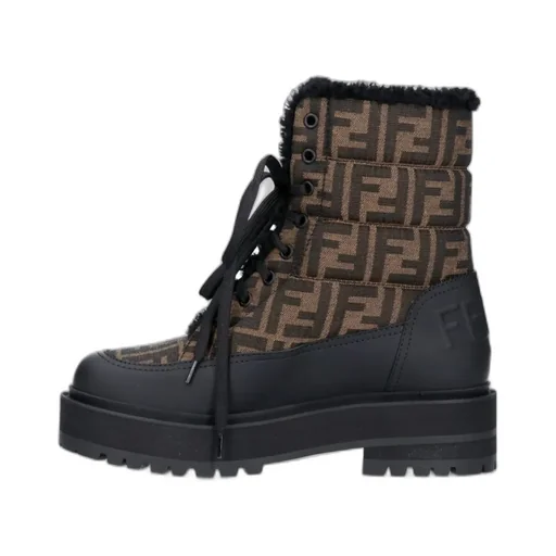 Fendi Signature Lace-Up Biker Boots