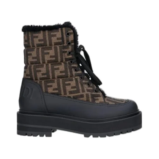 Fendi Signature Lace-Up Biker Boots