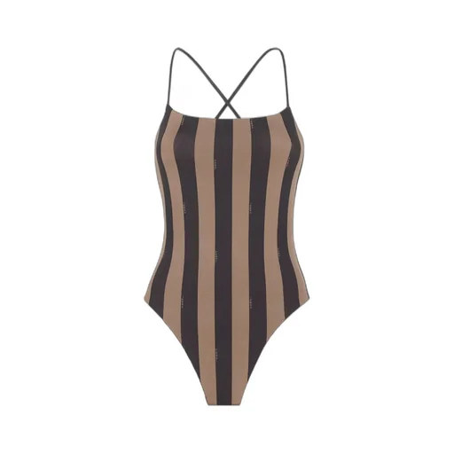 Fendi Pequin Striped One Piece Swimsuit