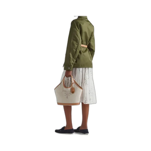Prada Logo Printed Medium Top Handle Bag
