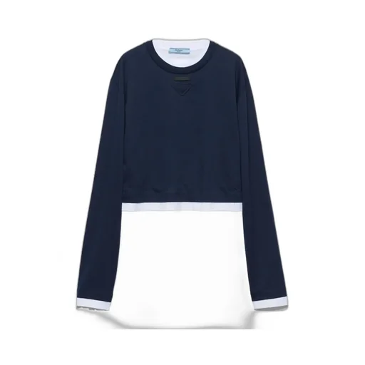 Prada Long-Sleeved Layered Cropped Top