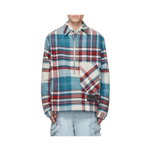 We11Done Front-Zip Checked Overshirt