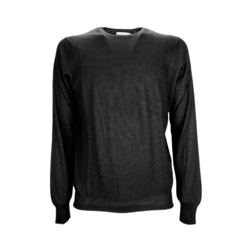 Black Light Round-Neck Wool Pullover