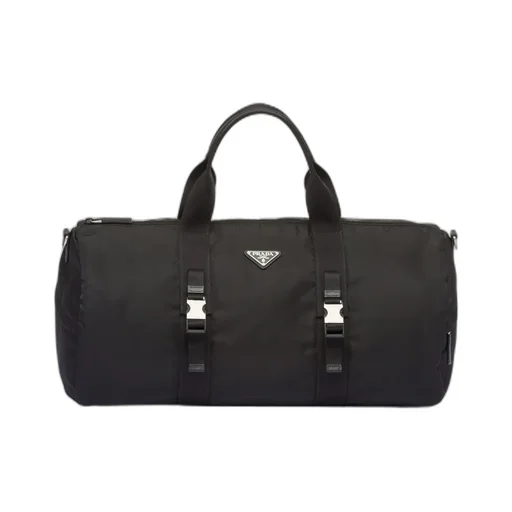 Prada Logo Plaque Zip-Up Duffle Bag