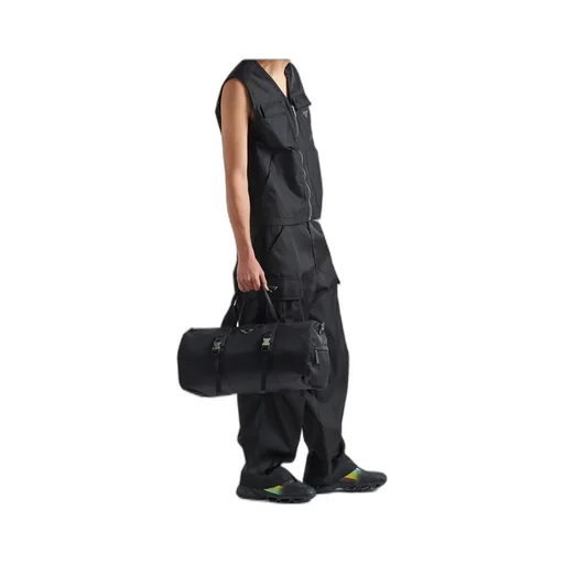 Prada Logo Plaque Zip-Up Duffle Bag