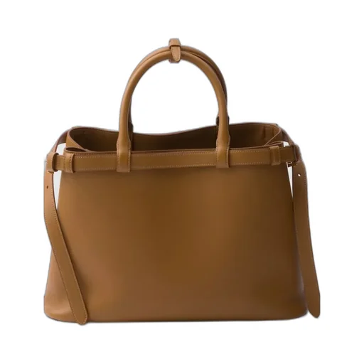 Prada Buckle Medium Leather Handbag With Double Belt