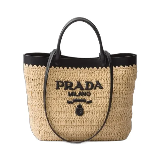 Prada Open-Top Woven Tote Bag