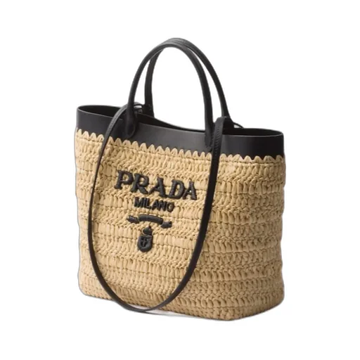 Prada Open-Top Woven Tote Bag
