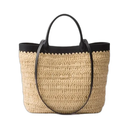 Prada Open-Top Woven Tote Bag