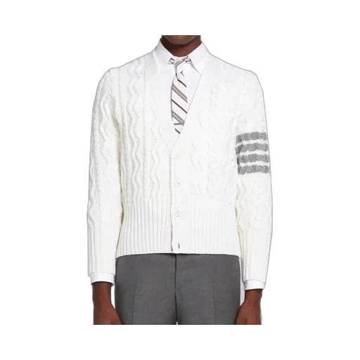 4-Bar Aran Cable Knit Cardigan