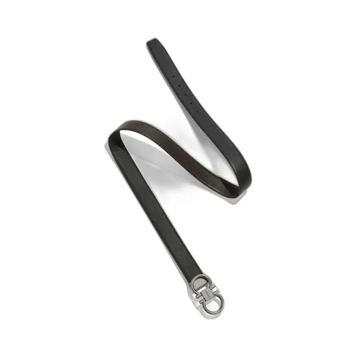 Black Double-Sided Silver Buckle Belt