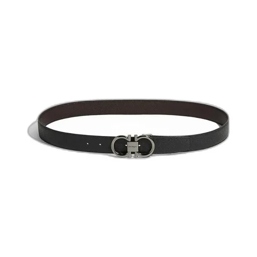 Black Double-Sided Silver Buckle Belt