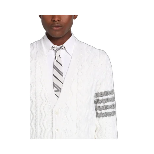 4-Bar Aran Cable Knit Cardigan