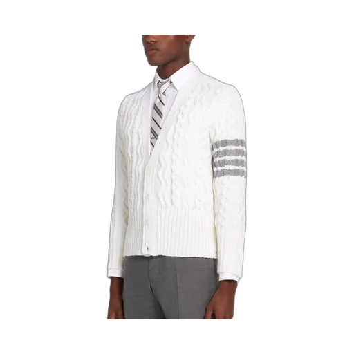 4-Bar Aran Cable Knit Cardigan