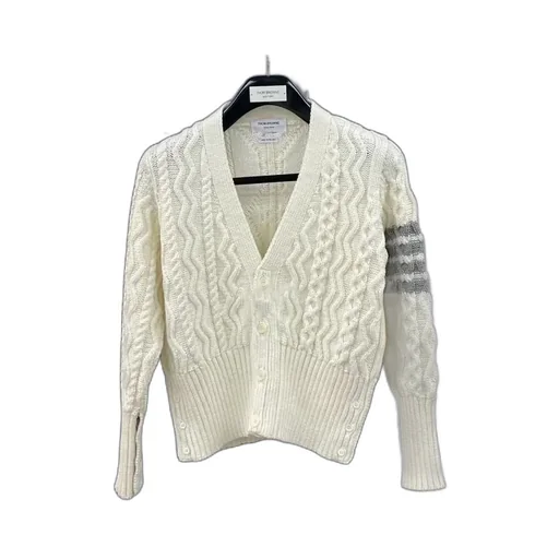 4-Bar Aran Cable Knit Cardigan