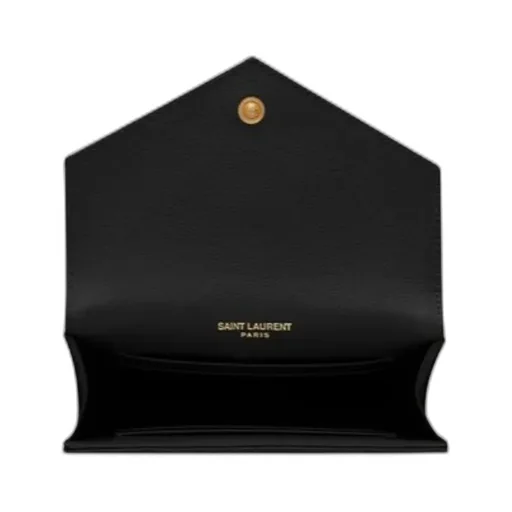 Saint Laurent Logo Plaque Pebbled Cardholder