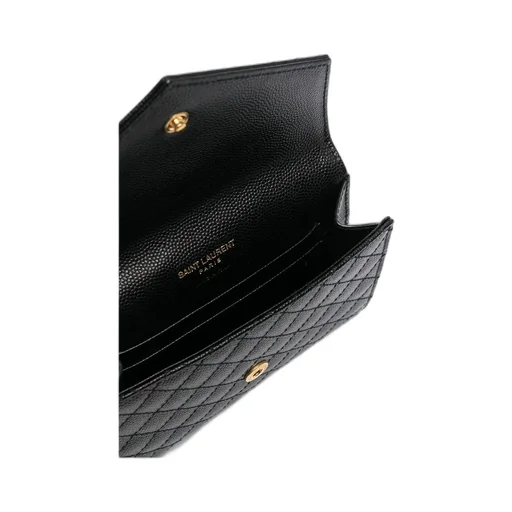Saint Laurent Logo Plaque Pebbled Cardholder