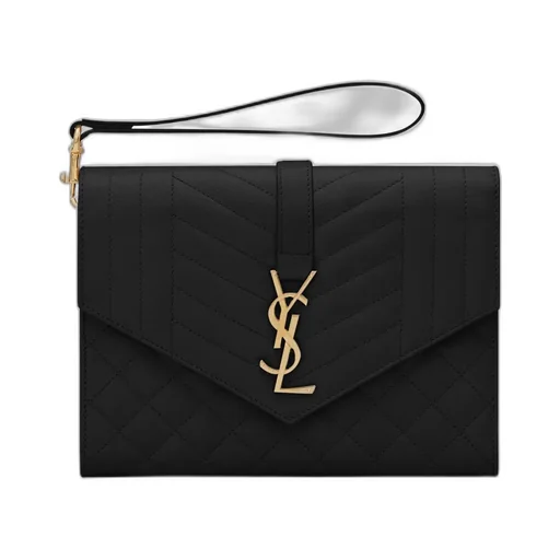 Saint Laurent Logo Plaque Envelope Clutch Bag