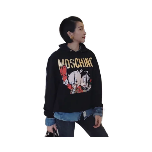 Black Piggy Oversize Hooded Sweater