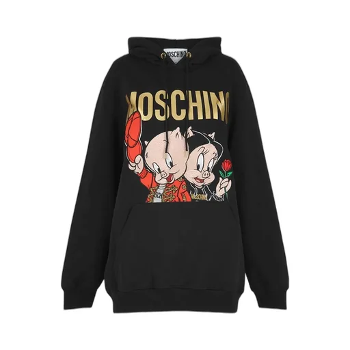 Black Piggy Oversize Hooded Sweater