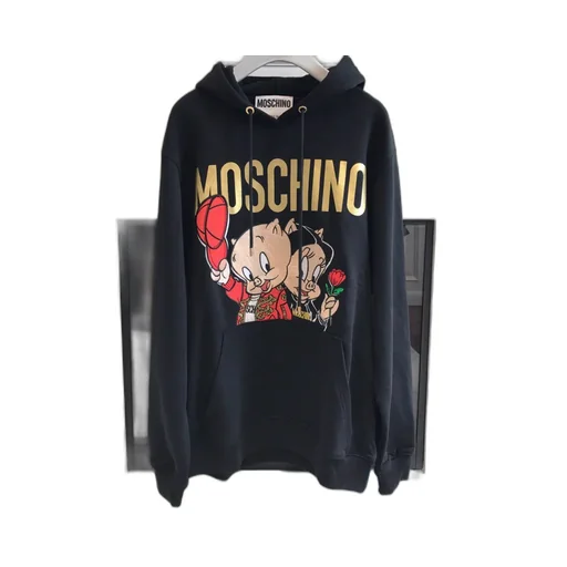 Black Piggy Oversize Hooded Sweater