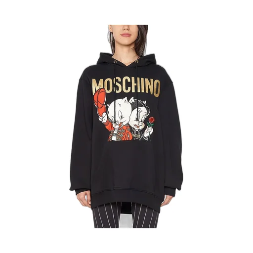 Black Piggy Oversize Hooded Sweater