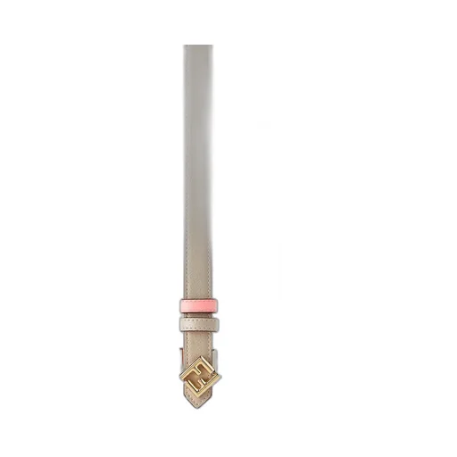 Beige And Pink Leather Reversible Belt