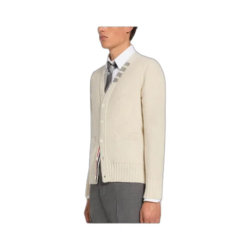 Stripe-Detail V-Neck Cardigan