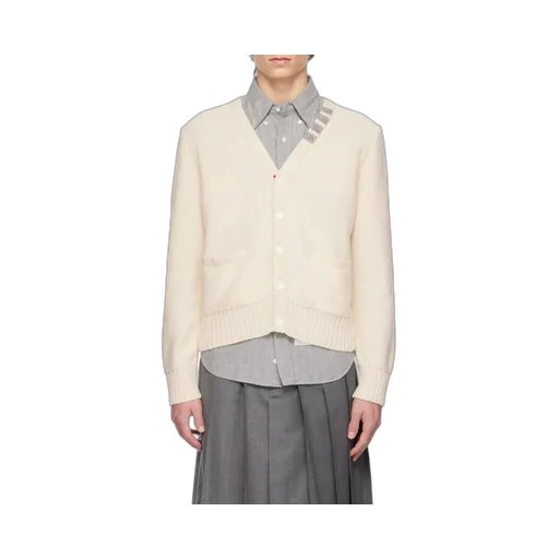 Stripe-Detail V-Neck Cardigan